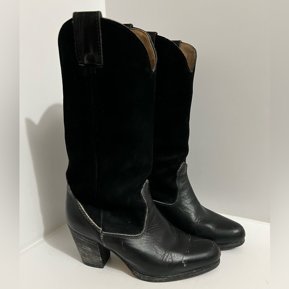 Vintage Black on Black All Leather Cowboy Boots - Size 8 - Picture 3 of 14